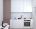 Modern White Interior Kitchen Design Small Modèle 3d