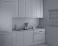 Modern White Interior Kitchen Design Small 3D-Modell