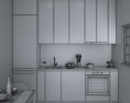 Modern White Interior Kitchen Design Small Modelo 3d