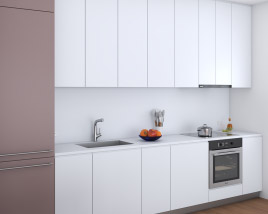 Modern White Interior Kitchen Design Medium Modello 3D