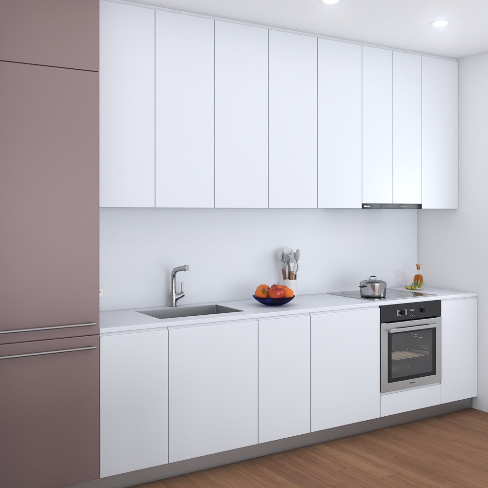 Modern White Interior Kitchen Design Medium 3D 모델 