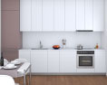 Modern White Interior Kitchen Design Medium Modèle 3d