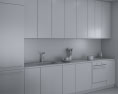 Modern White Interior Kitchen Design Medium Modello 3D