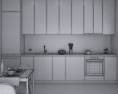 Modern White Interior Kitchen Design Medium 3D-Modell