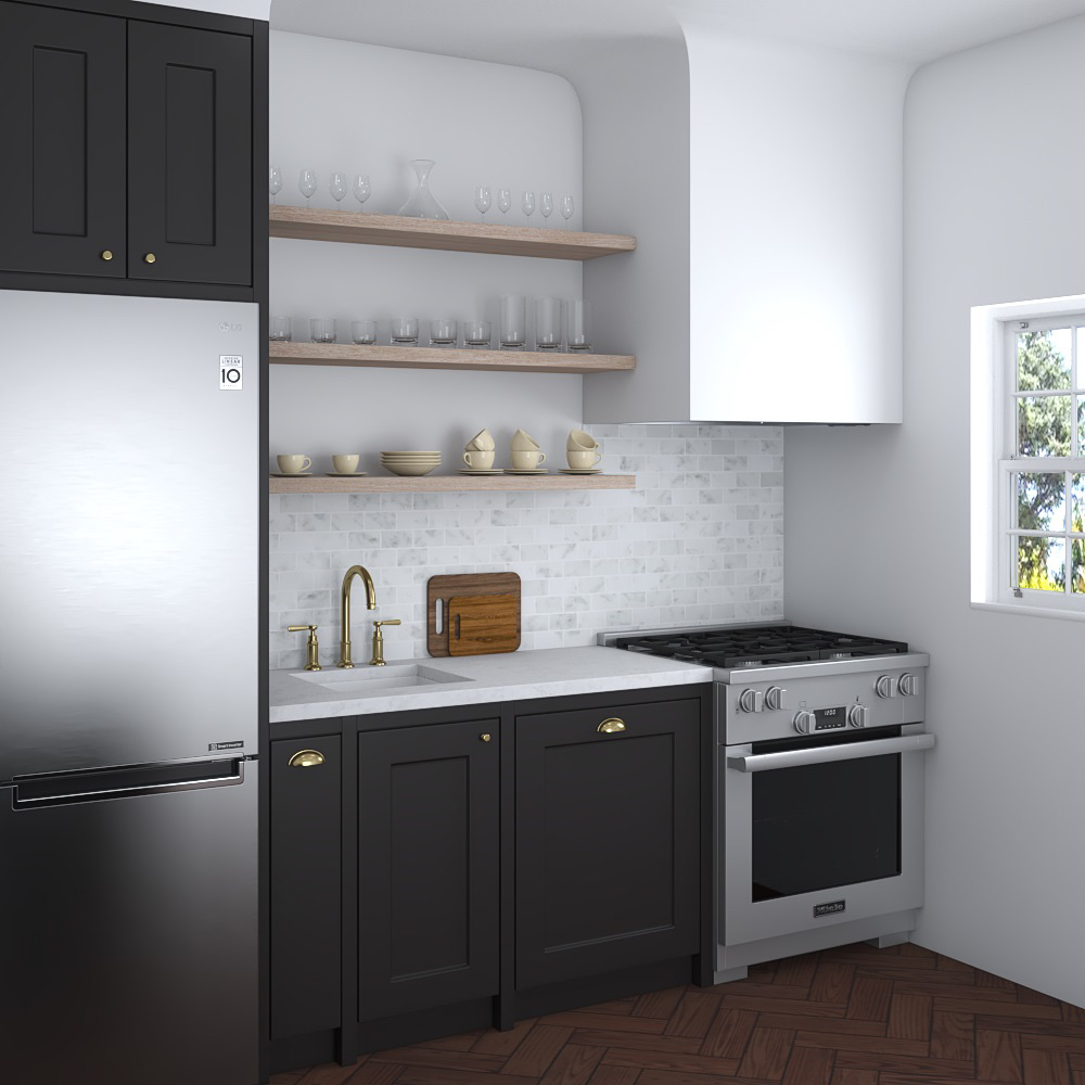 Traditional Black Kitchen Design Small 3D 모델 