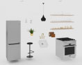 Traditional Black Kitchen Design Small 3D 모델 