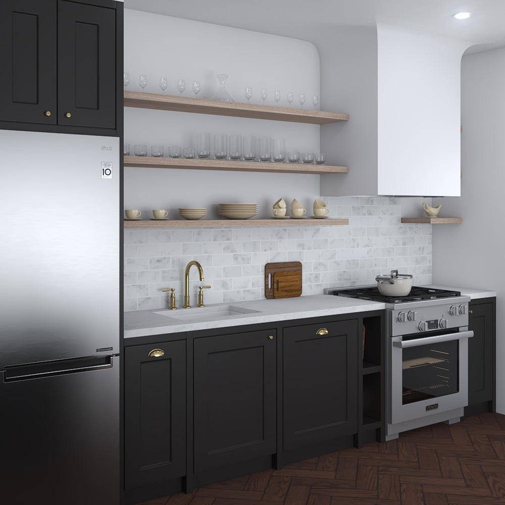 Traditional Black Kitchen Design Medium 3Dモデル