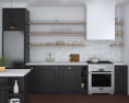 Traditional Black Kitchen Design Medium Modello 3D