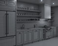 Traditional Black Kitchen Design Big Modèle 3d