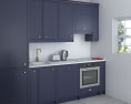 Traditional City Blue Kitchen Design Small 3d model