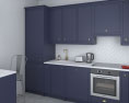 Traditional City Blue Kitchen Design Small Modello 3D