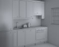 Traditional City Blue Kitchen Design Small Modelo 3D