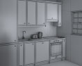 Traditional City Blue Kitchen Design Small 3Dモデル