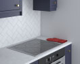 Traditional City Blue Kitchen Design Small Modelo 3D