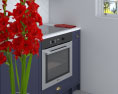 Traditional City Blue Kitchen Design Small Modello 3D
