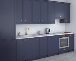 Traditional City Blue Kitchen Design Medium Modèle 3D
