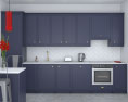 Traditional City Blue Kitchen Design Medium Modelo 3d
