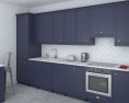 Traditional City Blue Kitchen Design Medium Modello 3D