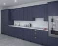 Traditional City Blue Kitchen Design Big Modèle 3d