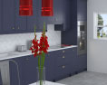Traditional City Blue Kitchen Design Big Modèle 3d