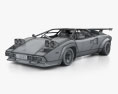 Lamborghini Countach 5000 QV з детальним інтер'єром 1988 3D модель wire render
