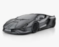 Lamborghini Sian з детальним інтер'єром 2023 3D модель wire render