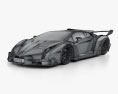 Lamborghini Veneno з детальним інтер'єром 2013 3D модель wire render