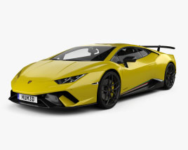Lamborghini Huracan Performante с детальным интерьером 2020 3D модель