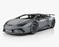 Lamborghini Huracan Performante 인테리어 가 있는 2020 3D 모델  wire render