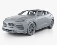 Lamborghini Urus з детальним інтер'єром та двигуном 2020 3D модель clay render