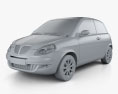 Lancia Ypsilon 2005 3D模型 clay render