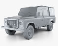 Land Rover Defender 110 Double Cab pickup 2014 3d model clay render