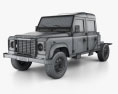 Land Rover Defender 130 Двойная кабина Chassis 2014 3D модель wire render