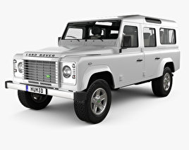 Land Rover Defender 110 Station Wagon with HQ interior 2014 3D model