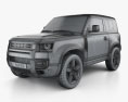 Land Rover Defender 90 2022 3D模型 wire render