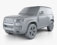 Land Rover Defender 90 2022 3D模型 clay render