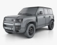 Land Rover Defender 110 hardtop 2022 3D 모델  wire render