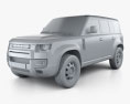 Land Rover Defender 110 hardtop 2022 3D 모델  clay render