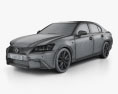 Lexus GS F Sport 하이브리드 (L10) 인테리어 가 있는 2015 3D 모델  wire render