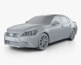 Lexus GS F Sport híbrido (L10) con interior 2015 Modelo 3D clay render