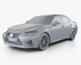Lexus GS F 2018 3d model clay render