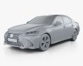 Lexus GS ハイブリッ 2018 3Dモデル clay render
