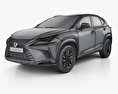 Lexus NX ハイブリッ HQインテリアと 2020 3Dモデル wire render