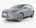 Lexus NX ハイブリッ HQインテリアと 2020 3Dモデル clay render