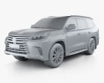 Lexus LX HQインテリアと 2019 3Dモデル clay render