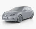 Lexus CT F-sport 2020 Modello 3D clay render
