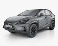 Lexus NX US-spec ibrido 2023 Modello 3D wire render