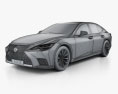 Lexus LS hybride 2023 Modèle 3d wire render