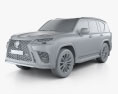 Lexus LX F-Sport 2022 3D-Modell clay render