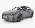 Lexus IS F-Sport avec Intérieur 2024 Modèle 3d wire render